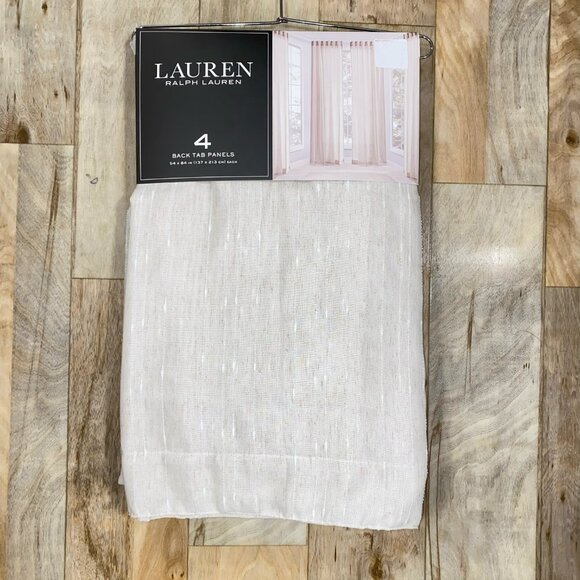 4 Panels Ralph Lauren 54x 84 Linen Marley Natural Beige Curtains Striped Stripes - Picture 6 of 9